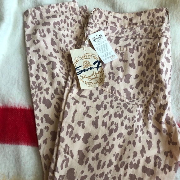 Sz 14 BNWT 7 for all mankind skinny leopard jeans - Picture 1 of 4